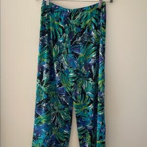 Slinky Brand Tropical Leaf Print Pants Ladies Size Medium Made in USA